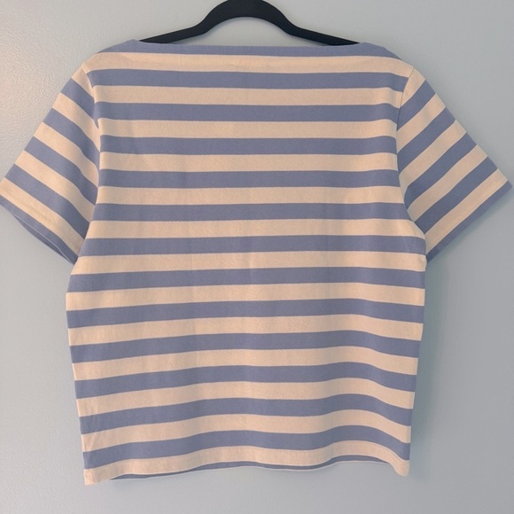 NWT J. Crew Women’s Sky Blue and Ivory Striped Rugby Tee Size Small - Picture 6 of 6